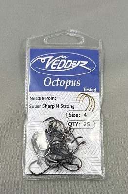 Ochook25-8 Vedder Octopus Barb Hook Black ＃ 8 25-Pack