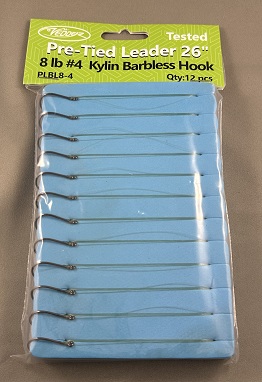 PLBL8-4 Pre-Tied Leader 26" 8 lb ＃4 Barbless Hook 12 Pcs